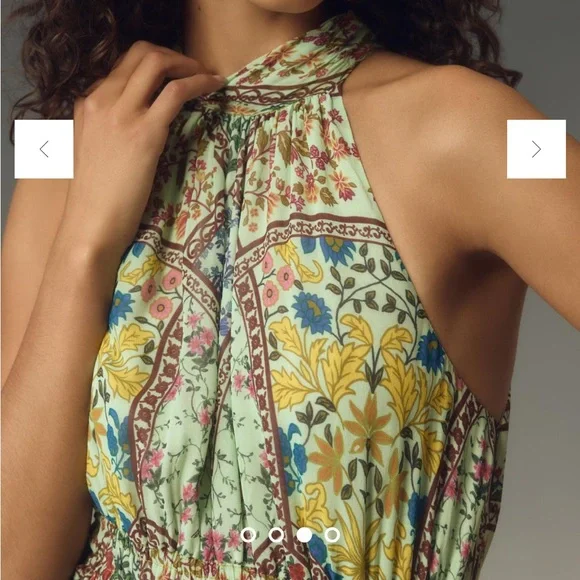 the somerset maxi dress: halter edition Anthropologie The Somerset Maxi Dress Halter Edition Blue Floral Size XL NWT